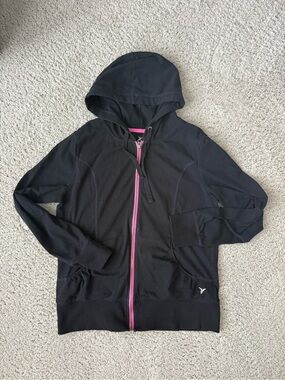 Old Navy Black Active Hoodie with Pink Trim